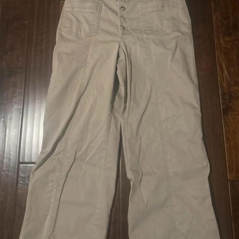 Wit & Wisdom Tan Wide Leg Button Front Utility Pants Size 16.